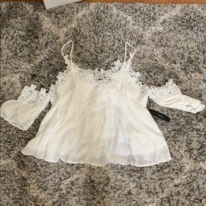 Lulus White Cold Shoulder Blouse